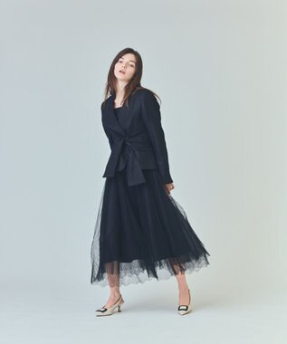 GRACE CONTINENTAL ラメWOOLボウジャケット ブラック