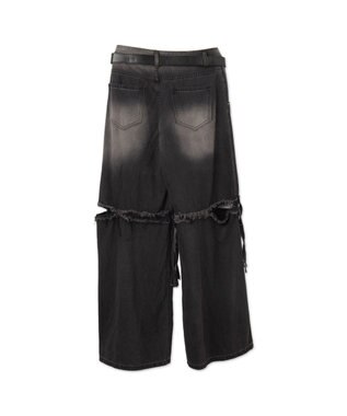 WEGO スリットダメージルーズデニム ブラック