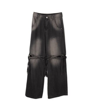 WEGO スリットダメージルーズデニム ブラック