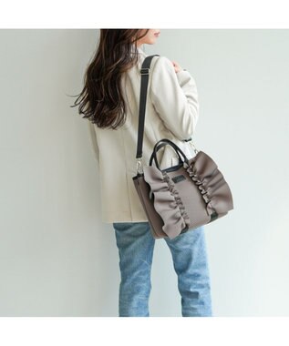 ACE BAGS & LUGGAGE JEWELNA by Jewelna Rose フリルトートバッグ 16205 軽量 2WAY ショルダーバッグ リボン グレージュ