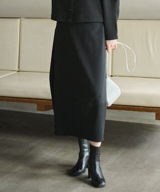 #Newans ラウンドステッチスカート ブラック