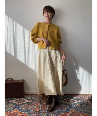 Green Parks クルーネックカーディガン Mustard