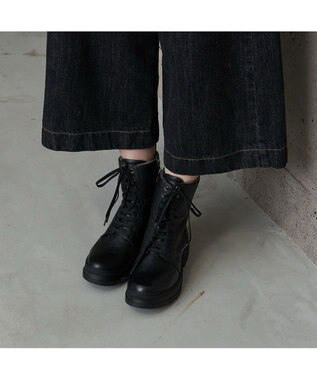 MODE ET JACOMO <carino>厚底レースアップブーツ ブラック