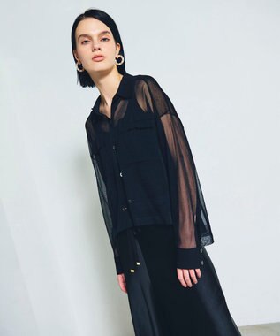 GRACE CONTINENTAL ニットシアーシャツ ブラック