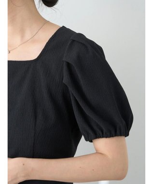 earth music&ecology ＳＥＴ２点バックリボンブラウス＋フレアスカート Black