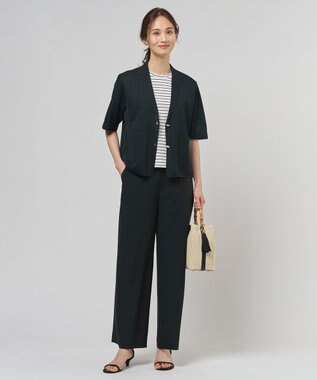 J.PRESS LADIES ロゴ Tシャツ オフ×ブラックボーダー系