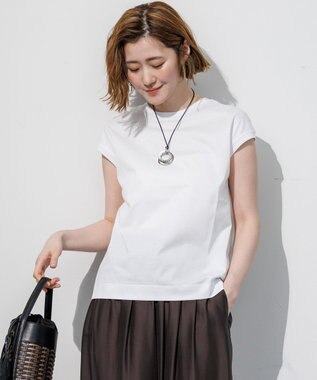23区 シルキータッチ フレンチスリーブ Tシャツ ホワイト系