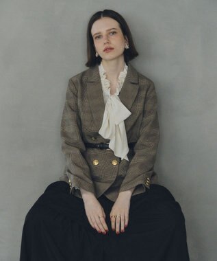 YECCA VECCA フリルギャザーボウタイブラウス Off White