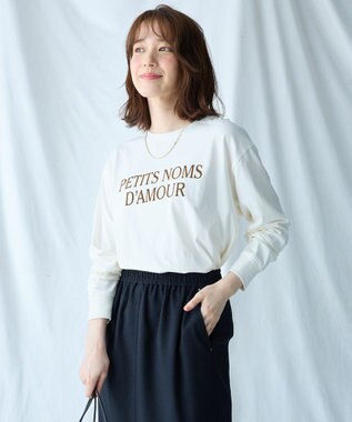 ANY 【洗濯機可】フロッキーロゴロングＴシャツ オフ（ブラウンロゴ）