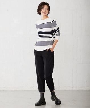 J.PRESS LADIES 【洗える】 バーズアイジャージー パンツ ブラック系