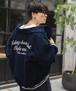 WEGO ヴィンテージコーデュロイスタジャン ネイビー