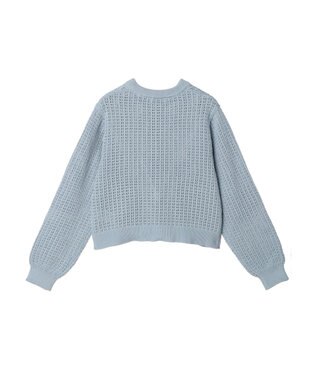 earth music&ecology 透かし柄ポケットカーディガン Sax