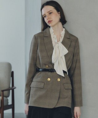 YECCA VECCA フリルギャザーボウタイブラウス Off White