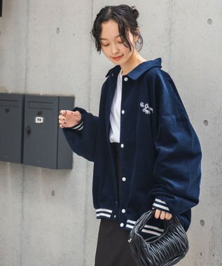 WEGO ヴィンテージコーデュロイスタジャン ネイビー