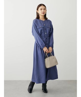Green Parks ・ＥＬＥＮＣＡＲＥ　ＤＵＥ　イロイロ釦ドロストワンピース Blue