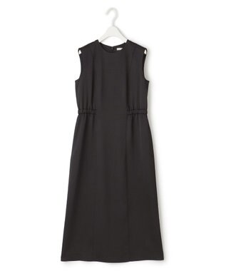 ICB 【洗える】 ストレッチハンマーサテン ノースリーブワンピース ブラック系