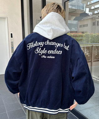 WEGO ヴィンテージコーデュロイスタジャン ネイビー