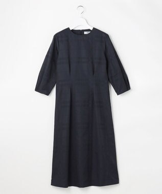 J.PRESS LADIES L ブロックチェックジャガード ワンピース ネイビー系