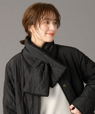 ANY L 【マフラー付き】キルトリバーシブルコート ブラック