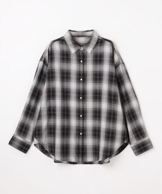 ANY L オンブレーチェックオーバーシャツ モノトーン系