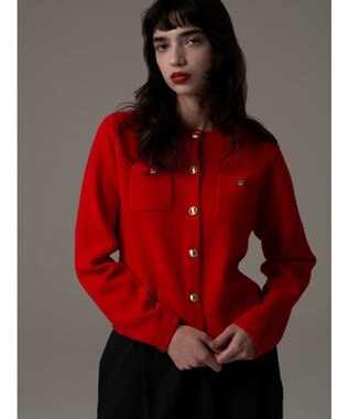 Te chichi 【R by Te chichi】ポケット付きミラノリブカーディガン《2025winter catalog item》 レッド