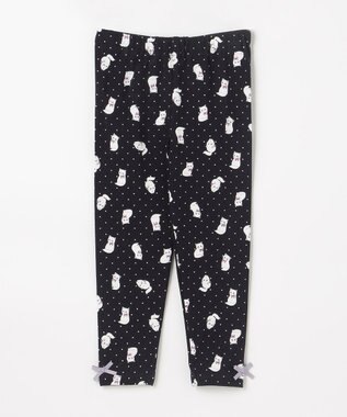ANY KIDS 総柄プリント レギンス ネイビー×ねこ