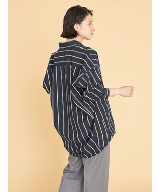 AMERICAN HOLIC ドビーストライプシャツチュニック Stripe Navy
