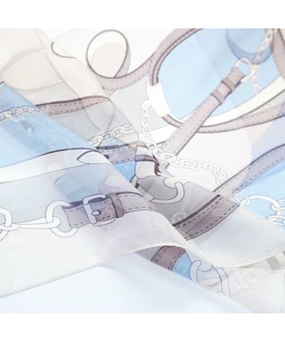 Marca ＜洗えるシルク＞【Marcaオリジナル】フローイングベルト剣先 ウォッシャブル シルクローン 剣先ストール ベージュ×ブルー