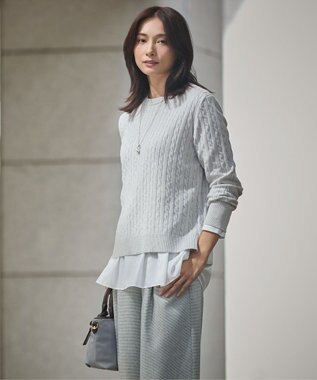 J.PRESS LADIES L 【WEB限定】レイヤードフレアー カットソー ホワイト系