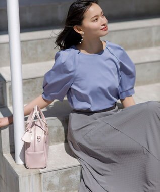 ANY SIS L 【接触冷感・UVケア】着映えタックスリーブ カットソー ブルー