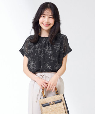 ANY SIS シフォンかぶせ ブラウス ブラック系