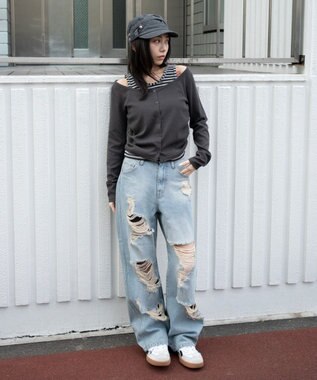 WEGO カーデドッキングレイヤードロンT スミクロ