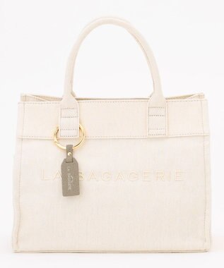 LA BAGAGERIE チャーム付きデニムバッグ Sサイズ アイボリー