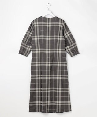 J.PRESS LADIES L ブロックチェックジャガード ワンピース ブラック×ベージュ系