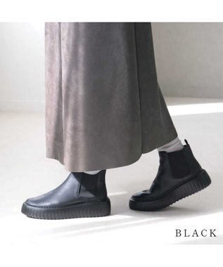 Pointer 日本製 本革厚底サイドゴアブーツ ブラック