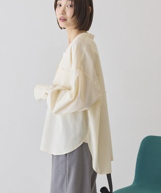 AMERICAN HOLIC 【イージーケア】ストライプVネックシャツ Yellow