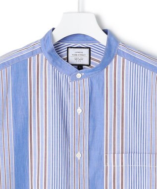 J.PRESS YORK STREET 【UNISEX】マルチストライプ バンドカラーシャツ ブルー系8