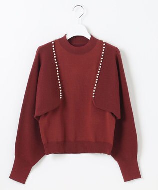 Feroux 【洗える・アンサンブル】パールポイントアンサンブル ニット ワイン系