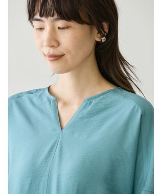 AMERICAN HOLIC 接触冷感スキッパーバックギャザーブラウス Blue Green