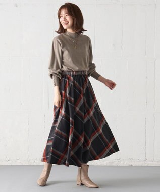 ANY 【洗濯機可/吸湿発熱】パフスリーブパールニット モカ