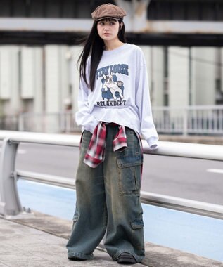 WEGO 【ユニセックス着用ITEM】グラフィックBIG　T（長袖） アッシュグレー
