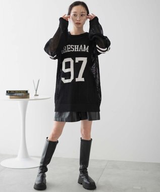 WEGO ロゴメッシュジャガードニット ブラック