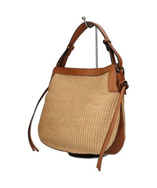 INTER-CHAUSSURES 【LORISTELLA】2WAY異素材コンビネーションショルダーバッグ ブラウンコンビ