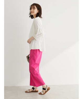 Green Parks 綿麻混イージーテーパードパンツ Shocking Pink