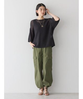 AMERICAN HOLIC 透かし編み半袖ニットプルオーバー Black