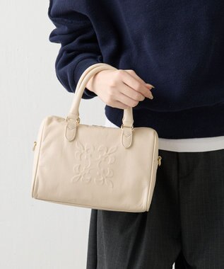 russet 《composition》レザー2WAYミニボストンバッグ(CE-1684) Ivory