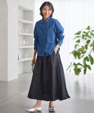 23区 【洗える】ルミエールタフタ フレアスカート ブラック系