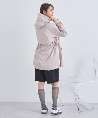 earth music&ecology ドロストミドル丈パーカー ピンクベージュ