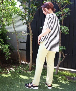 UNFILO L 撥水汗ジミ防止ボーダーT ブラック系1