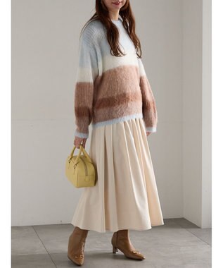 Te chichi フラッフィーツイルタックフレアスカート オフホワイト